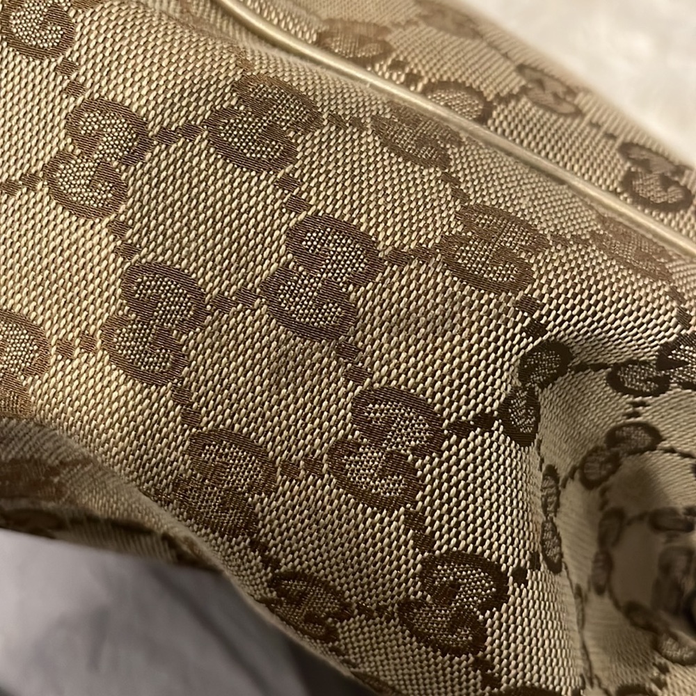 Gucci Beige Brown Monogram Tote with Gold Accent Charm - Picture 13 of 13